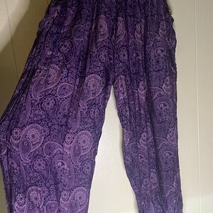 Purple Paisley Patterned Pants